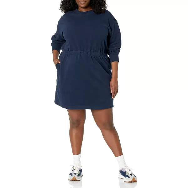 Amazon Essentials Womens Knit Waisted Sweatshirt Dress Available in Plus SizeNavy