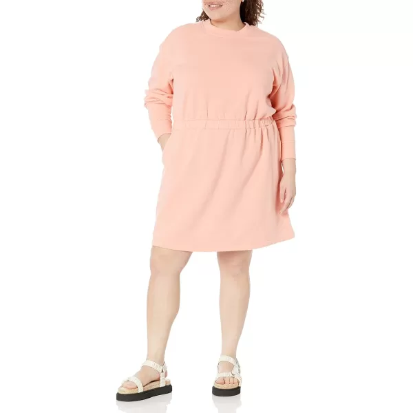 Amazon Essentials Womens Knit Waisted Sweatshirt Dress Available in Plus SizePeach