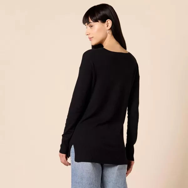 Amazon Essentials Womens Lightweight LongSleeve ScoopNeck Tunic Sweater Available in Plus SizeBlack