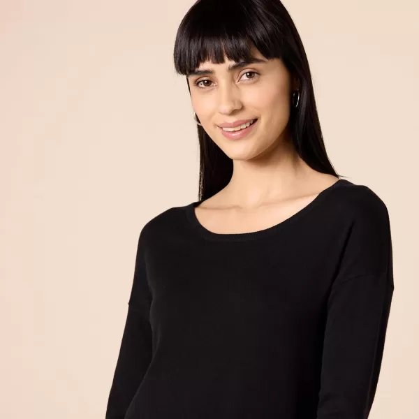 Amazon Essentials Womens Lightweight LongSleeve ScoopNeck Tunic Sweater Available in Plus SizeBlack