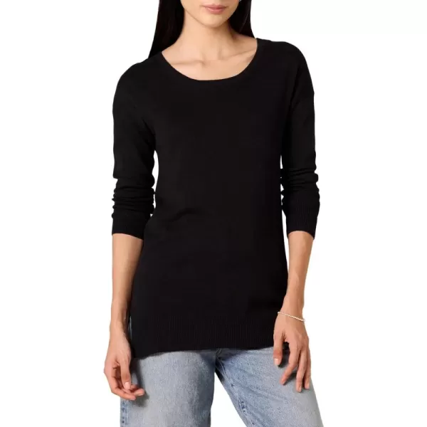 Amazon Essentials Womens Lightweight LongSleeve ScoopNeck Tunic Sweater Available in Plus SizeBlack