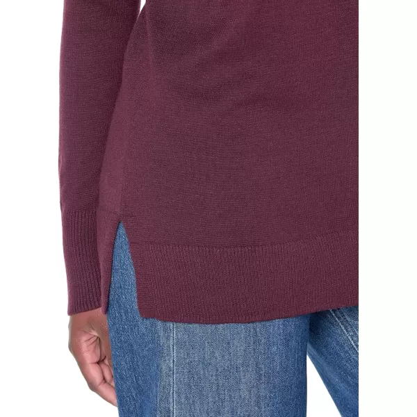 Amazon Essentials Womens Lightweight LongSleeve ScoopNeck Tunic Sweater Available in Plus SizeBurgundy