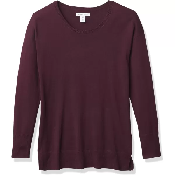 Amazon Essentials Womens Lightweight LongSleeve ScoopNeck Tunic Sweater Available in Plus SizeBurgundy