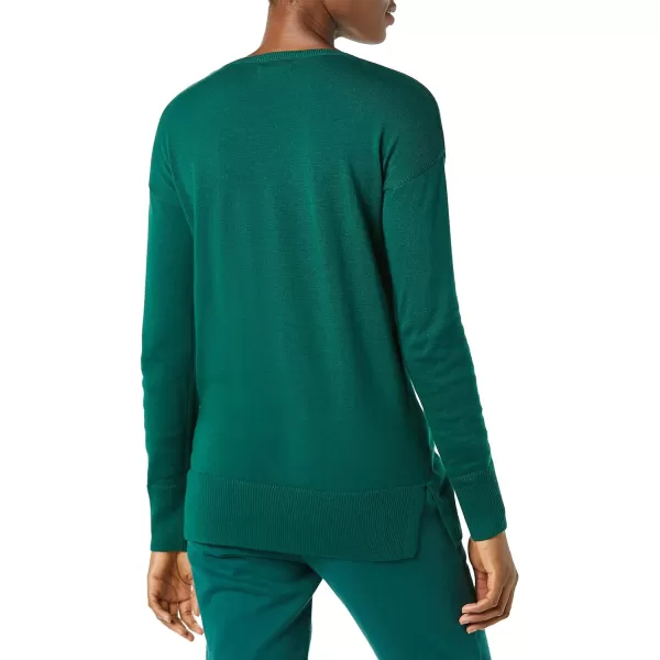 Amazon Essentials Womens Lightweight LongSleeve ScoopNeck Tunic Sweater Available in Plus SizeDark Green