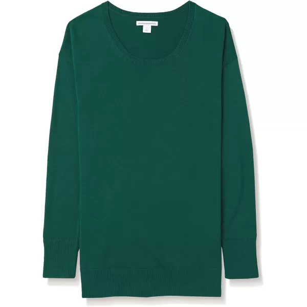 Amazon Essentials Womens Lightweight LongSleeve ScoopNeck Tunic Sweater Available in Plus SizeDark Green