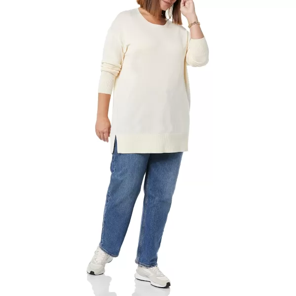 Amazon Essentials Womens Lightweight LongSleeve ScoopNeck Tunic Sweater Available in Plus SizeEcru