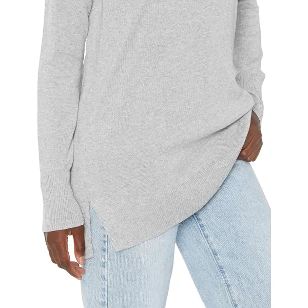 Amazon Essentials Womens Lightweight LongSleeve ScoopNeck Tunic Sweater Available in Plus SizeLight Grey Heather