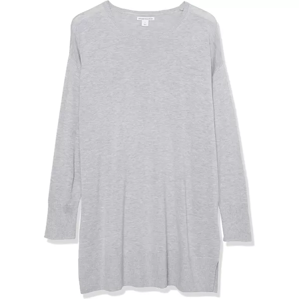 Amazon Essentials Womens Lightweight LongSleeve ScoopNeck Tunic Sweater Available in Plus SizeLight Grey Heather