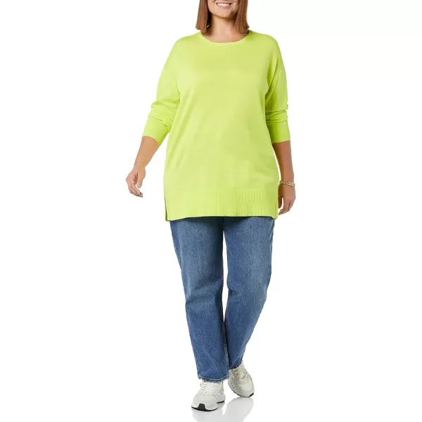 Amazon Essentials Womens Lightweight LongSleeve ScoopNeck Tunic Sweater Available in Plus SizeLime Green