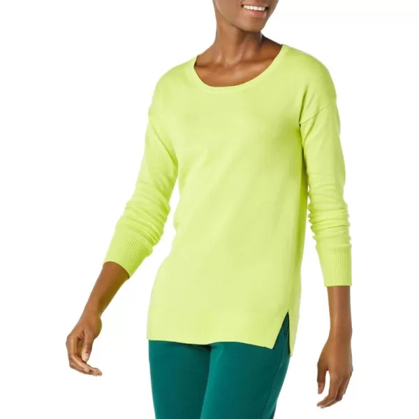 Amazon Essentials Womens Lightweight LongSleeve ScoopNeck Tunic Sweater Available in Plus SizeLime Green