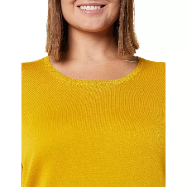 Amazon Essentials Womens Lightweight LongSleeve ScoopNeck Tunic Sweater Available in Plus SizeMustard Yellow