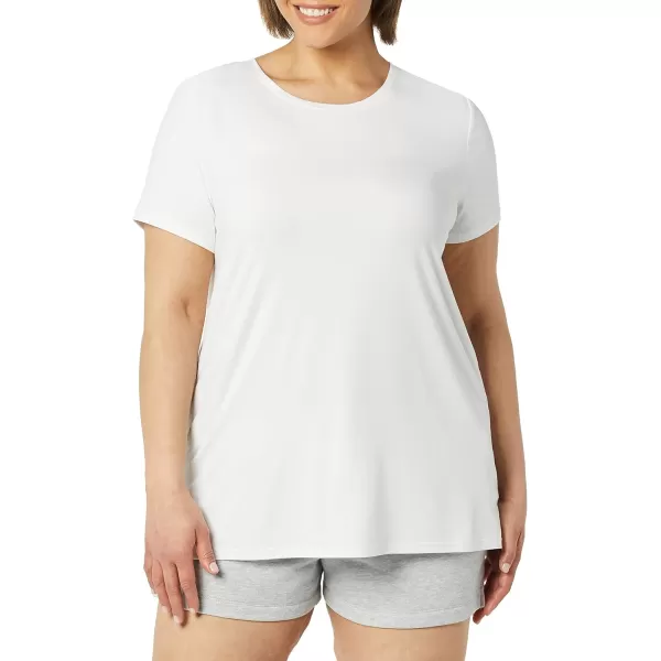 Amazon Essentials Womens Tech Stretch ShortSleeve Crewneck TShirt Available in Plus Size Multipacks1 Bright White