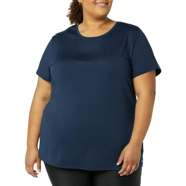 Amazon Essentials Womens Tech Stretch ShortSleeve Crewneck TShirt Available in Plus Size Multipacks1 Navy