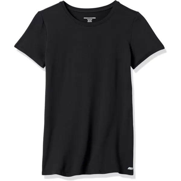 Amazon Essentials Womens Tech Stretch ShortSleeve Crewneck TShirt Available in Plus Size Multipacks2 Black