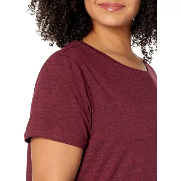 Amazon Essentials Womens Tech Stretch ShortSleeve Crewneck TShirt Available in Plus Size Multipacks2 BlackBurgundy Space Dye
