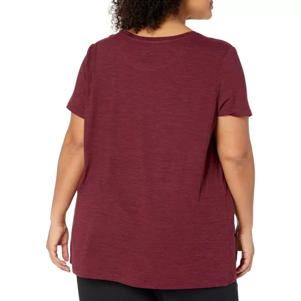Amazon Essentials Womens Tech Stretch ShortSleeve Crewneck TShirt Available in Plus Size Multipacks2 BlackBurgundy Space Dye