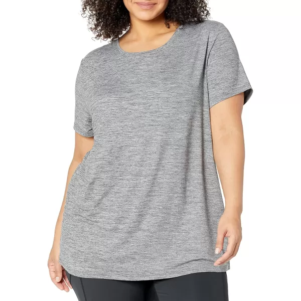 Amazon Essentials Womens Tech Stretch ShortSleeve Crewneck TShirt Available in Plus Size Multipacks2 BlackDark Grey Space Dye