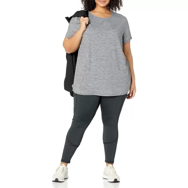 Amazon Essentials Womens Tech Stretch ShortSleeve Crewneck TShirt Available in Plus Size Multipacks2 BlackDark Grey Space Dye