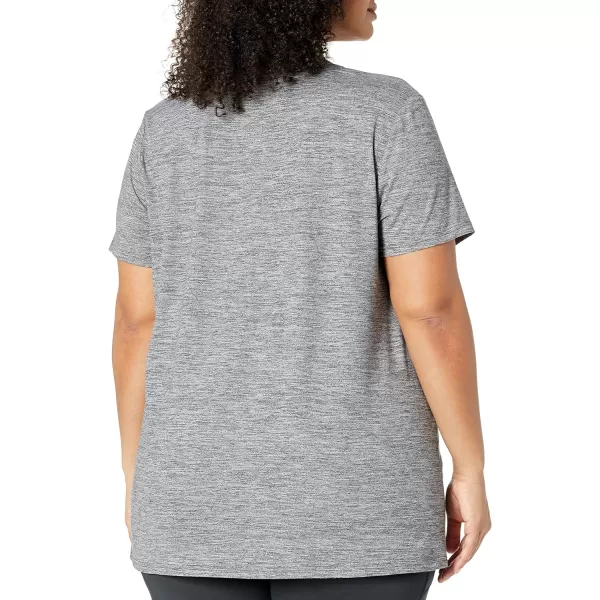 Amazon Essentials Womens Tech Stretch ShortSleeve Crewneck TShirt Available in Plus Size Multipacks2 BlackDark Grey Space Dye