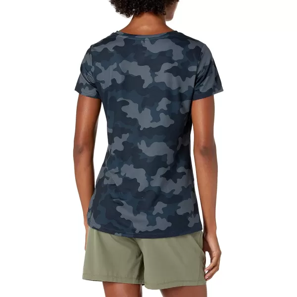 Amazon Essentials Womens Tech Stretch ShortSleeve Crewneck TShirt Available in Plus Size Multipacks2 BlackNavy Camo