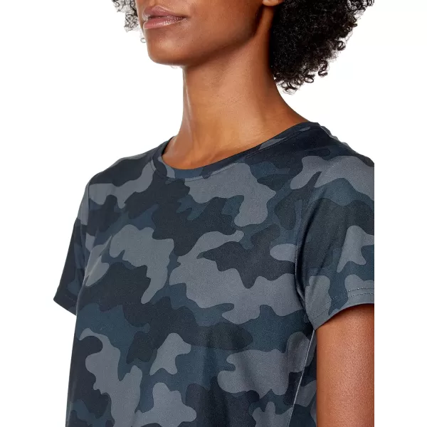 Amazon Essentials Womens Tech Stretch ShortSleeve Crewneck TShirt Available in Plus Size Multipacks2 BlackNavy Camo