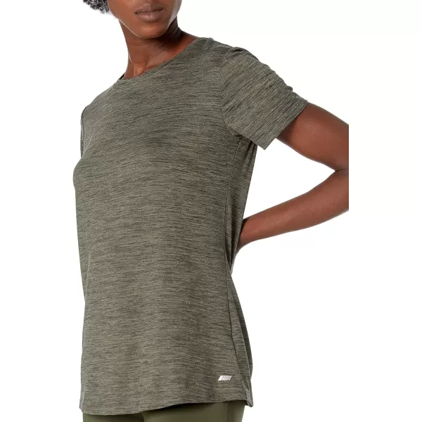 Amazon Essentials Womens Tech Stretch ShortSleeve Crewneck TShirt Available in Plus Size Multipacks2 BlackOlive Space Dye