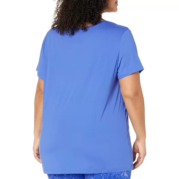 Amazon Essentials Womens Tech Stretch ShortSleeve Crewneck TShirt Available in Plus Size Multipacks2 BlueOrchid Purple