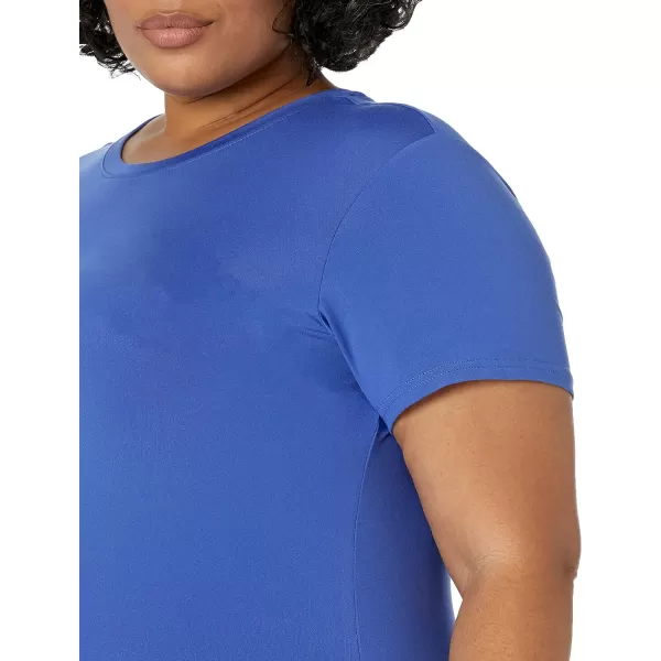 Amazon Essentials Womens Tech Stretch ShortSleeve Crewneck TShirt Available in Plus Size Multipacks2 Bright BlueBlack