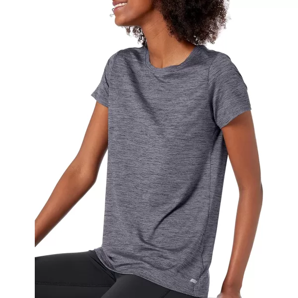 Amazon Essentials Womens Tech Stretch ShortSleeve Crewneck TShirt Available in Plus Size Multipacks2 Dark Grey Space DyeRaspberry Space Dye