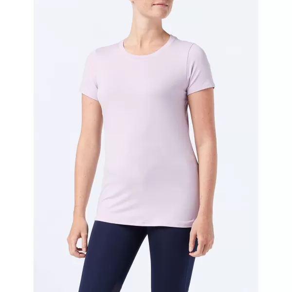 Amazon Essentials Womens Tech Stretch ShortSleeve Crewneck TShirt Available in Plus Size Multipacks2 LilacBright White