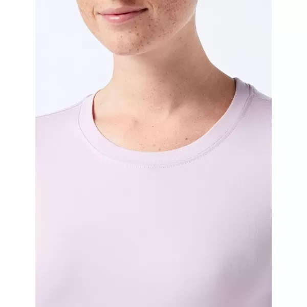 Amazon Essentials Womens Tech Stretch ShortSleeve Crewneck TShirt Available in Plus Size Multipacks2 LilacBright White