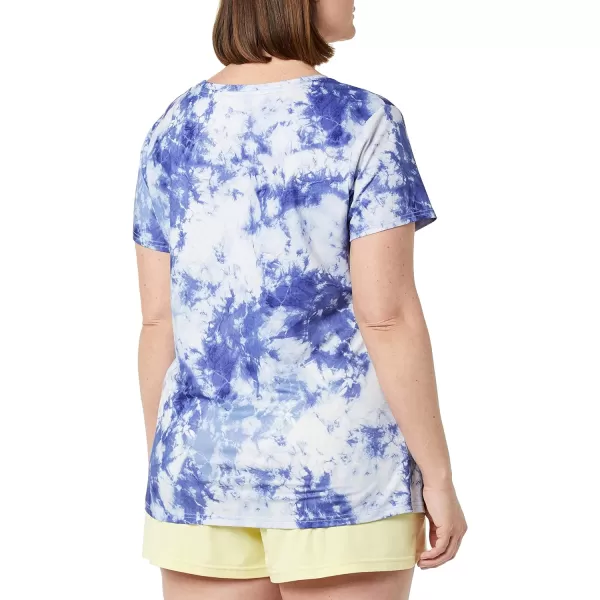 Amazon Essentials Womens Tech Stretch ShortSleeve Crewneck TShirt Available in Plus Size Multipacks2 NavyWhite Tie Dye