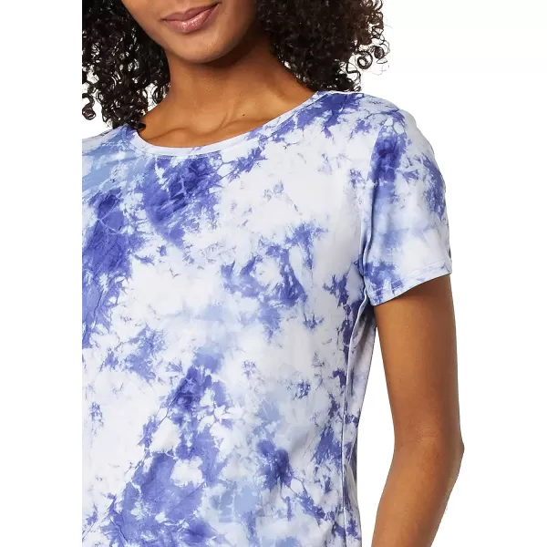 Amazon Essentials Womens Tech Stretch ShortSleeve Crewneck TShirt Available in Plus Size Multipacks2 NavyWhite Tie Dye