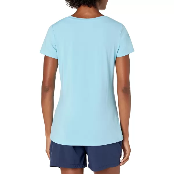 Amazon Essentials Womens Tech Stretch ShortSleeve Crewneck TShirt Available in Plus Size Multipacks2 Neon PinkBlue