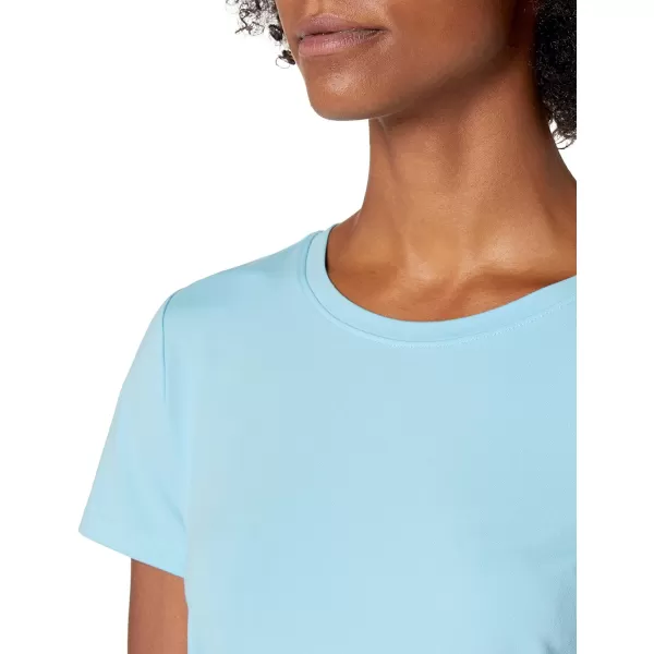 Amazon Essentials Womens Tech Stretch ShortSleeve Crewneck TShirt Available in Plus Size Multipacks2 Neon PinkBlue