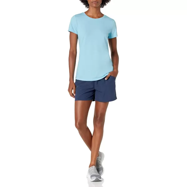 Amazon Essentials Womens Tech Stretch ShortSleeve Crewneck TShirt Available in Plus Size Multipacks2 Neon PinkBlue