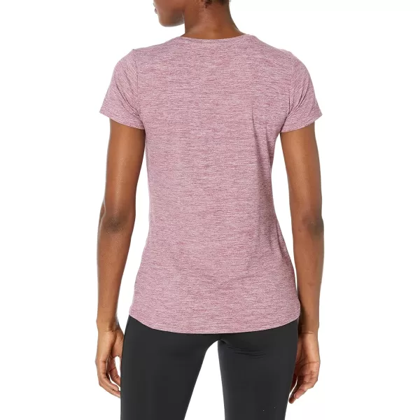 Amazon Essentials Womens Tech Stretch ShortSleeve Crewneck TShirt Available in Plus Size Multipacks2 Plum Space DyeSalmon Pink Space Dye