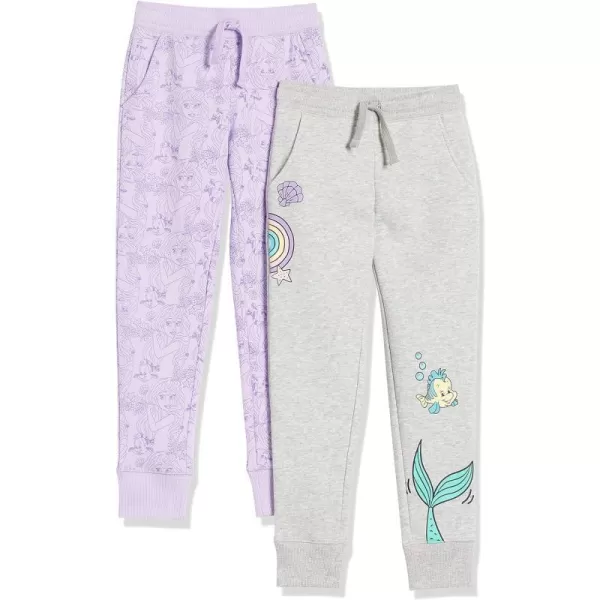 Amazon Essentials Disney  Marvel  Star Wars  Frozen  Princess Girls and Toddlers Fleece Jogger Sweatpants Pack of 2Princess Ariel