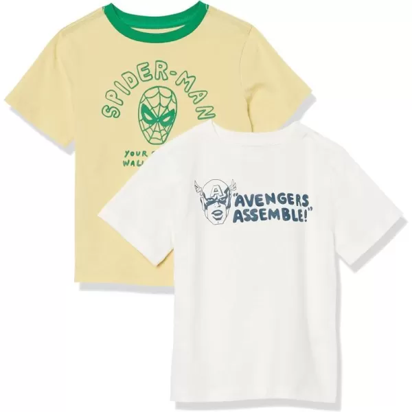 Amazon Essentials Disney  Marvel  Star Wars Boys and Toddlers ShortSleeve TShirts Pack of 2Marvel Favorites