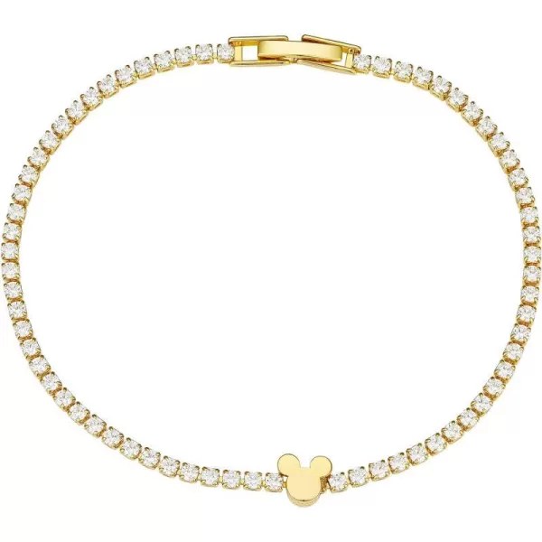 Amazon Essentials Disney Plated Cubic Zirconia Mickey Mouse Tennis BraceletMickey Mouse Gold 75