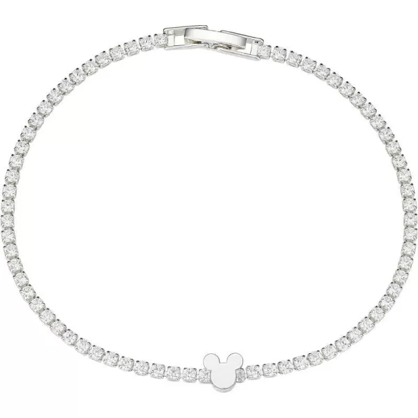 Amazon Essentials Disney Plated Cubic Zirconia Mickey Mouse Tennis BraceletMickey Mouse Silver 75