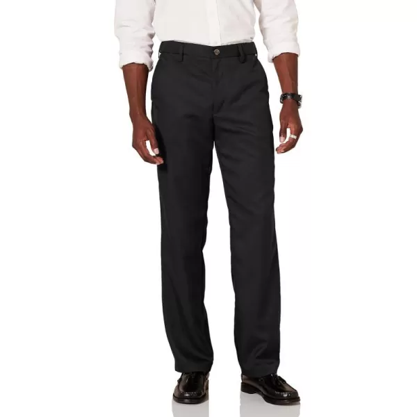 Amazon Essentials Mens ClassicFit ExpandableWaist FlatFront Dress PantPolyester Black