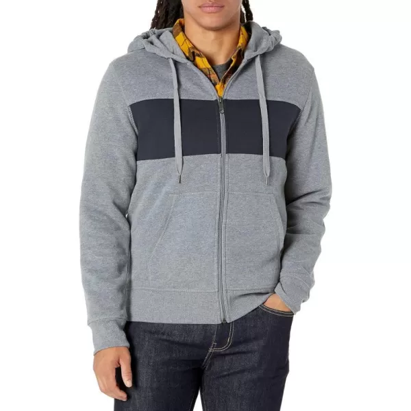 Amazon Essentials Mens FullZip Hooded Fleece Sweatshirt Available in Big amp TallBlack Grey Heather