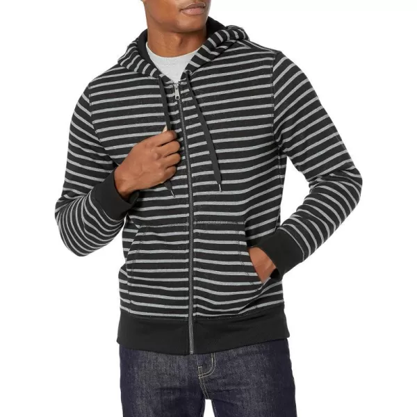 Amazon Essentials Mens FullZip Hooded Fleece Sweatshirt Available in Big amp TallBlack Stripe