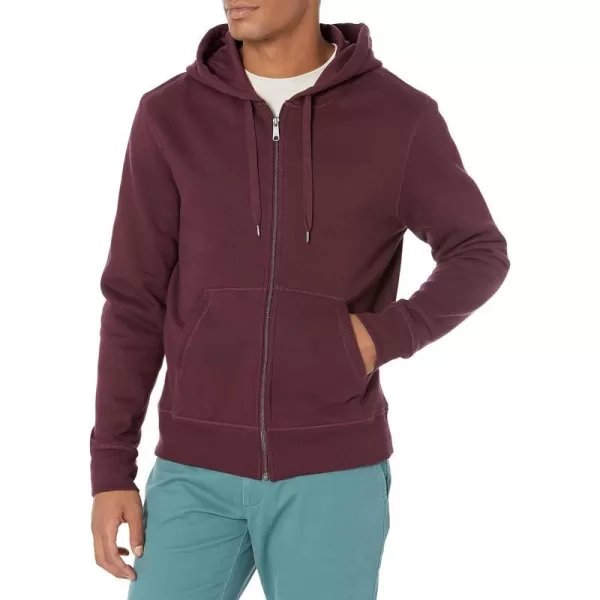 Amazon Essentials Mens FullZip Hooded Fleece Sweatshirt Available in Big amp TallBurgundy