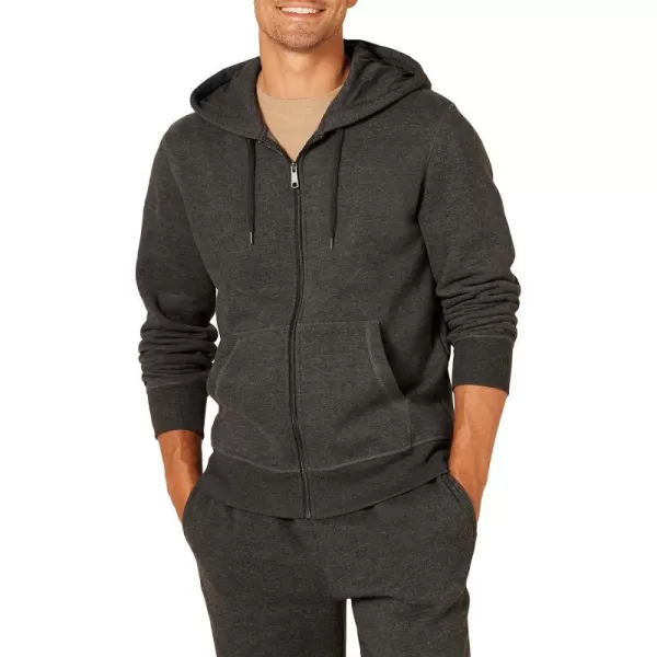 Amazon Essentials Mens FullZip Hooded Fleece Sweatshirt Available in Big amp TallCharcoal Heather