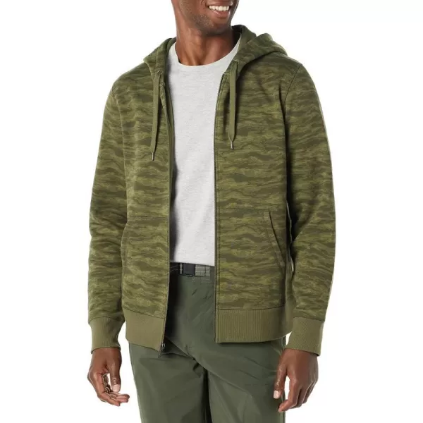 Amazon Essentials Mens FullZip Hooded Fleece Sweatshirt Available in Big amp TallGreen Abstract Camo