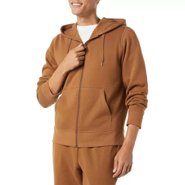 Amazon Essentials Mens FullZip Hooded Fleece Sweatshirt Available in Big amp TallToffee Brown