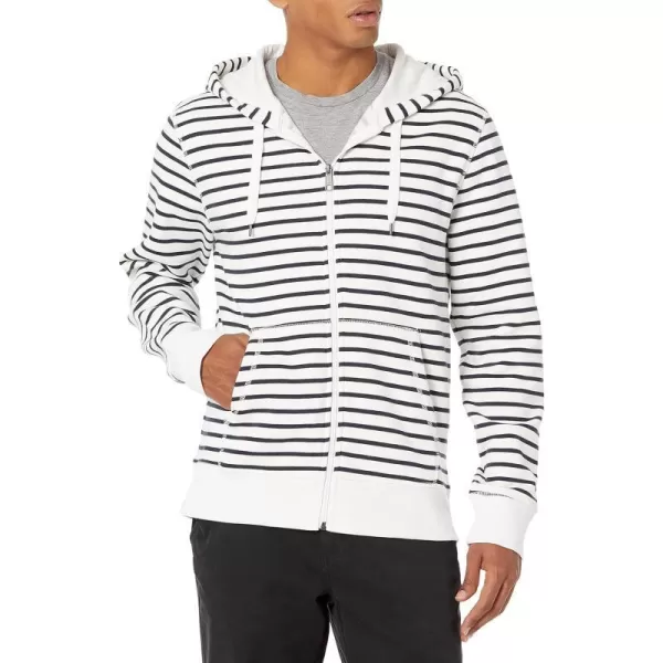 Amazon Essentials Mens FullZip Hooded Fleece Sweatshirt Available in Big amp TallWhite Stripe