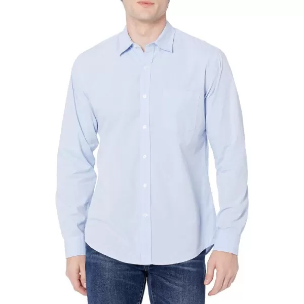 Amazon Essentials Mens RegularFit LongSleeve Casual Poplin ShirtLight Blue